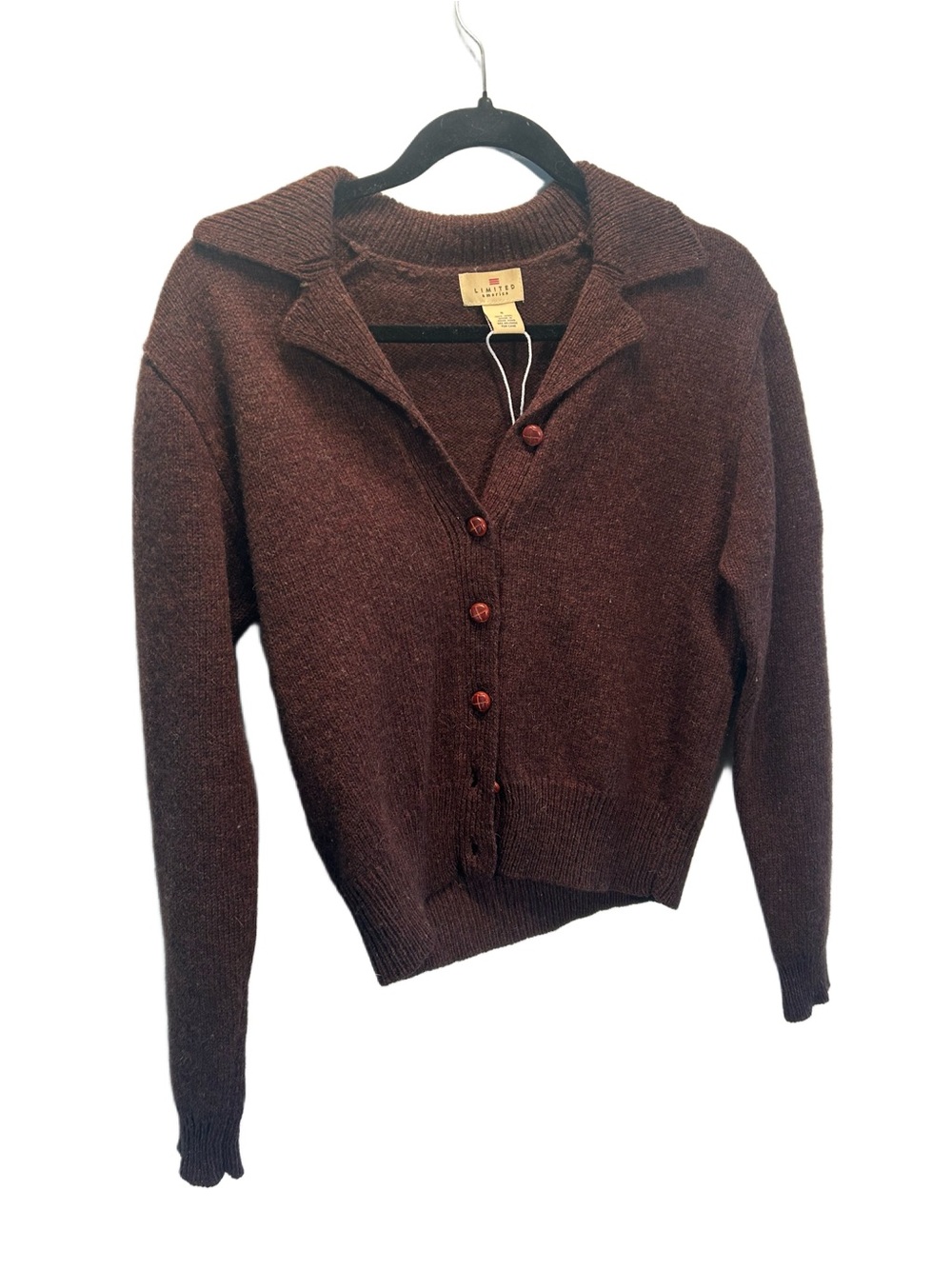 The Limited Brown Button-Front Collar Cardigan Sweater